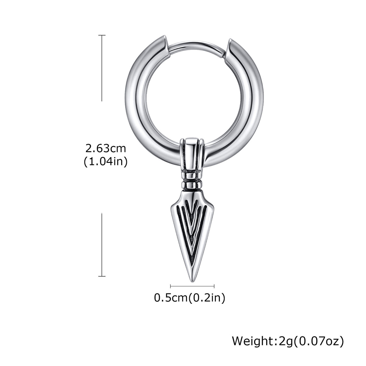 Silver-Tone Spearhead Charm Hoop Earring — Single