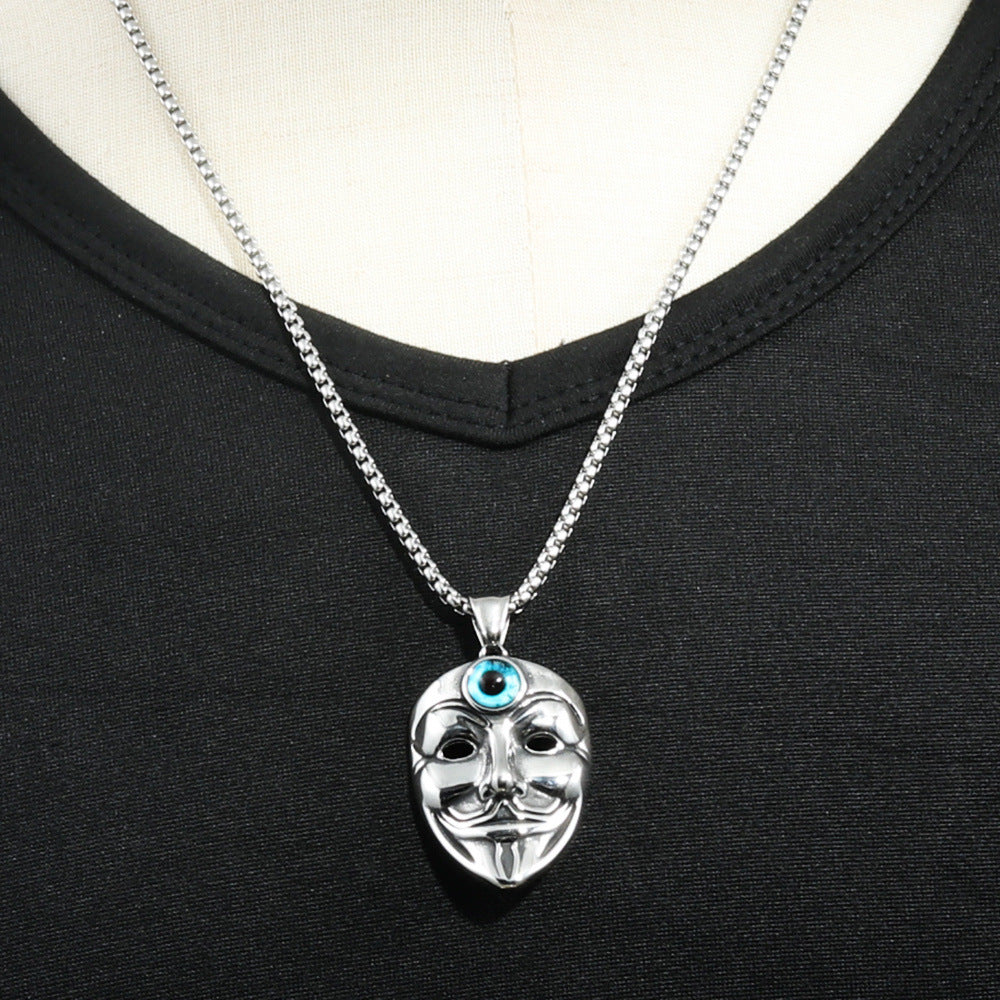 European And American Stainless Steel Mask Eye Pendant