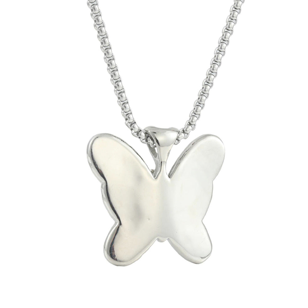 European And American Stainless Steel Butterfly Pendant Necklace