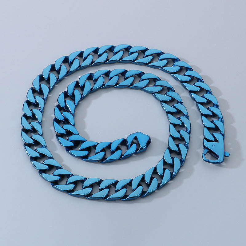Planderful 15mm Titanium Cuban Chain Necklace For Men
