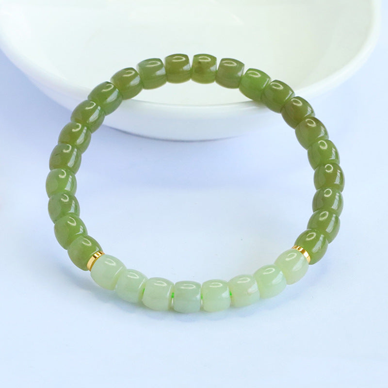 Qingshui Gradient Hetian Jade Straight-Cut Bracelet