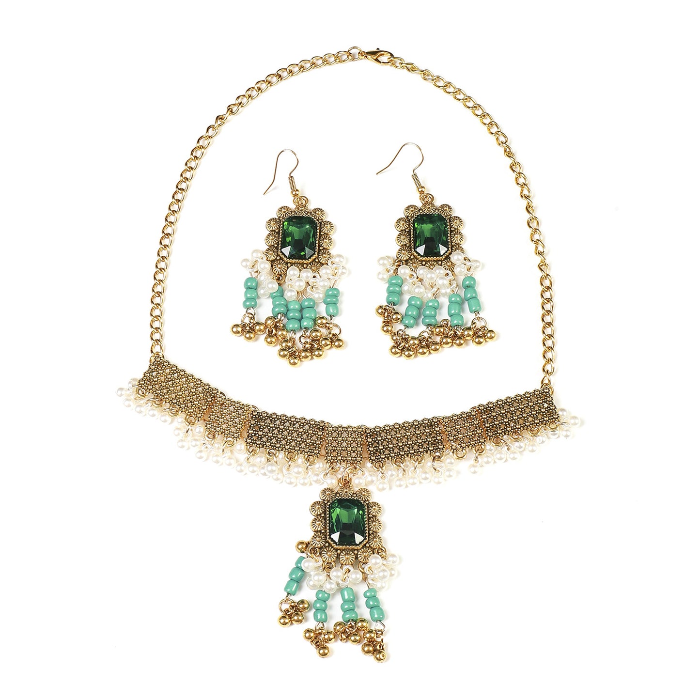 Savanna Rhythms Cross Border Gemstone Tassel Necklace Set