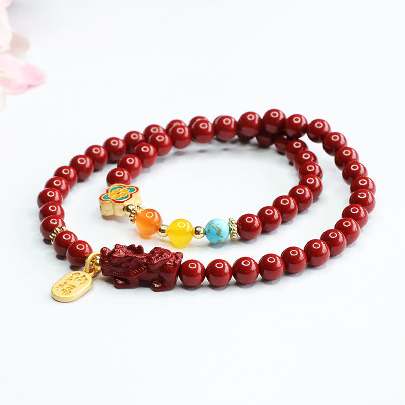 Cinnabar Double Loop Sterling Silver Bracelet