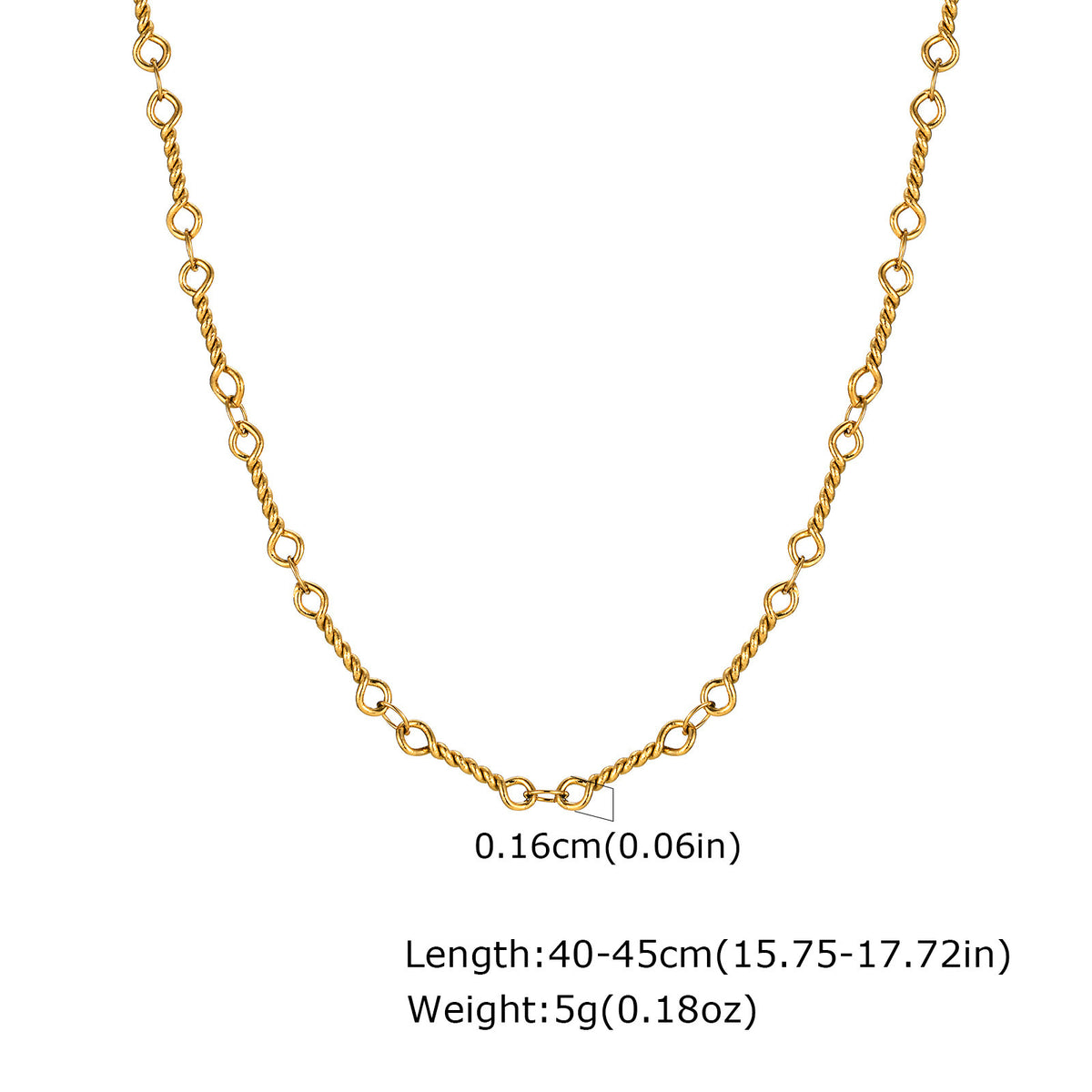 Stainless Steel Twisted Interlocking Gold Bracelet Necklace Women's