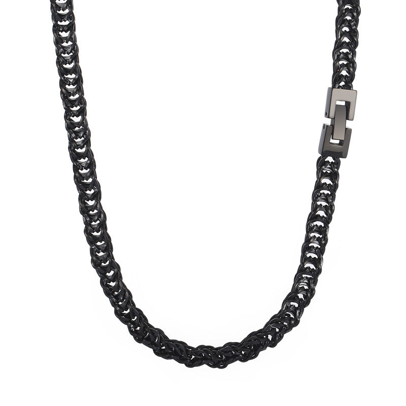 Street Men's Titanium Steel Encrypted Creative Woven Chain, Wind Stainless Steel Buckle Necklace