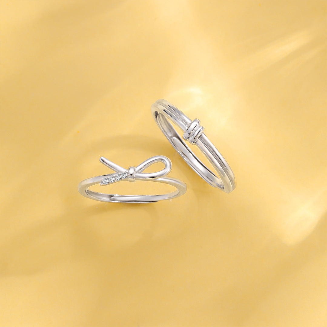 Planderful Everyday Genie S925 Sterling Silver Knot Couple Ring – Simple Luxury Valentine's Day Gifts