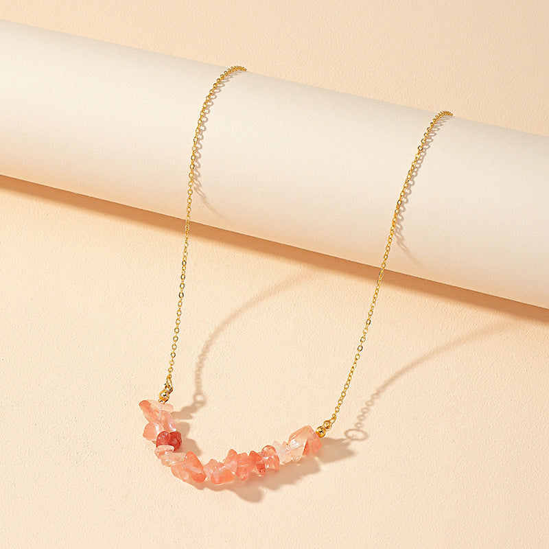 Unique Handmade Pink Stone Collarbone Necklace for Women - Vienna Verve Collection