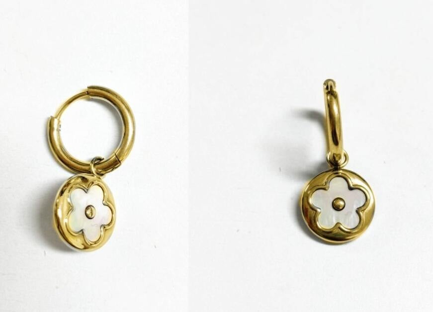 Shell Gold-Plated Stainless Steel Earrings Unisex