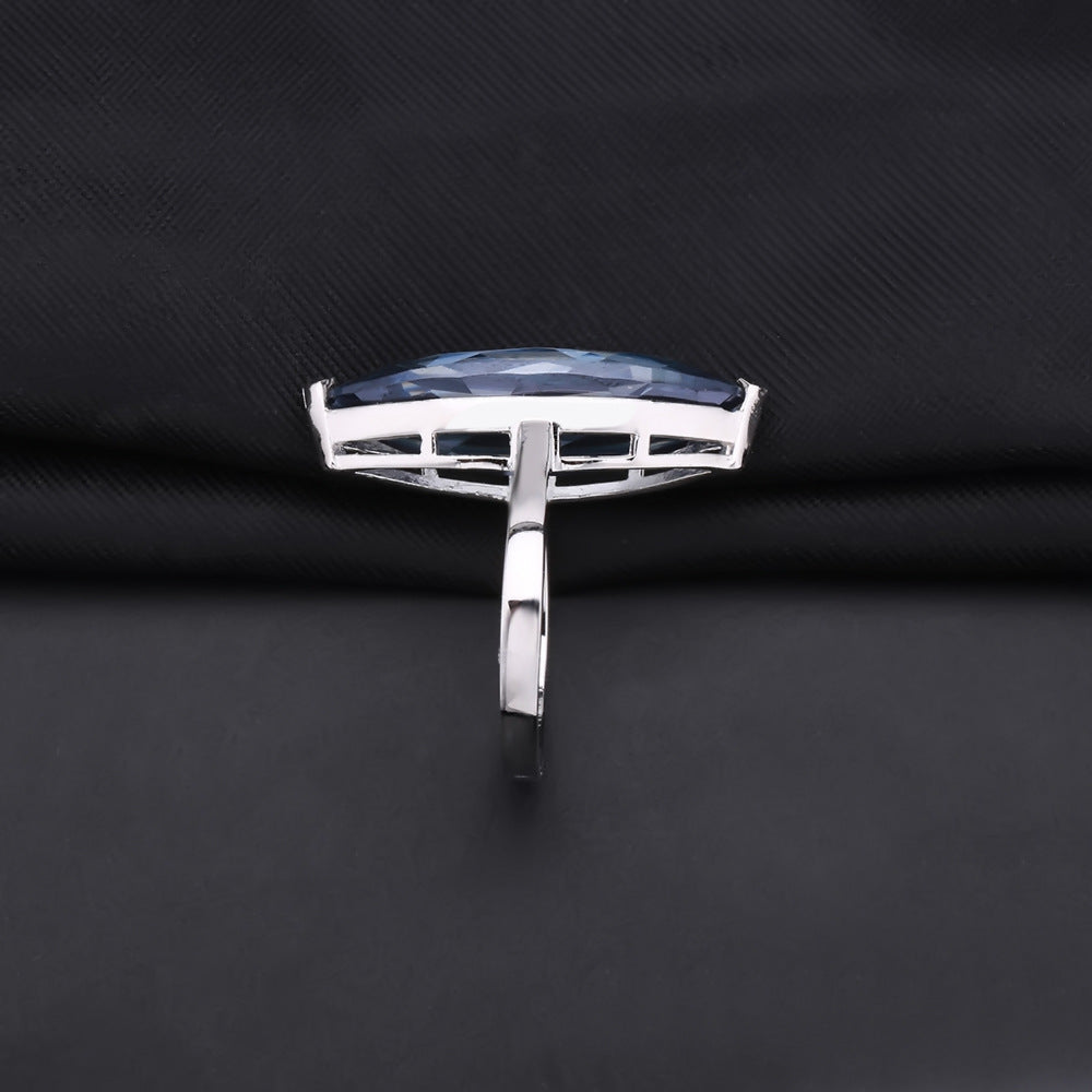 Solitaire Horse Eye Violet Blue Crystal Silver Ring