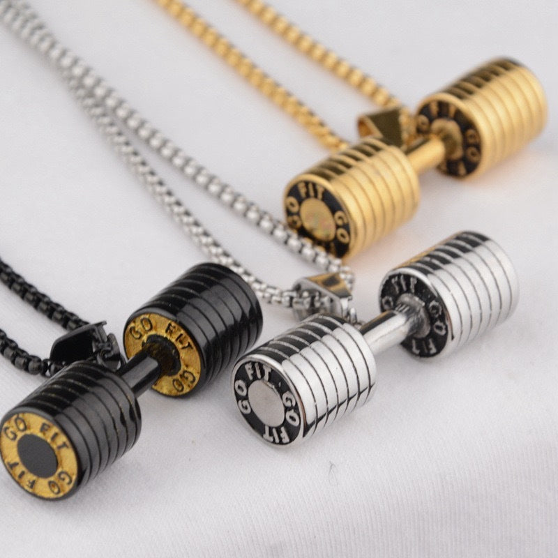 Planderful Everyday Genie Fitness Dumbbell Necklace For Men Durable Stainless Steel Pendant