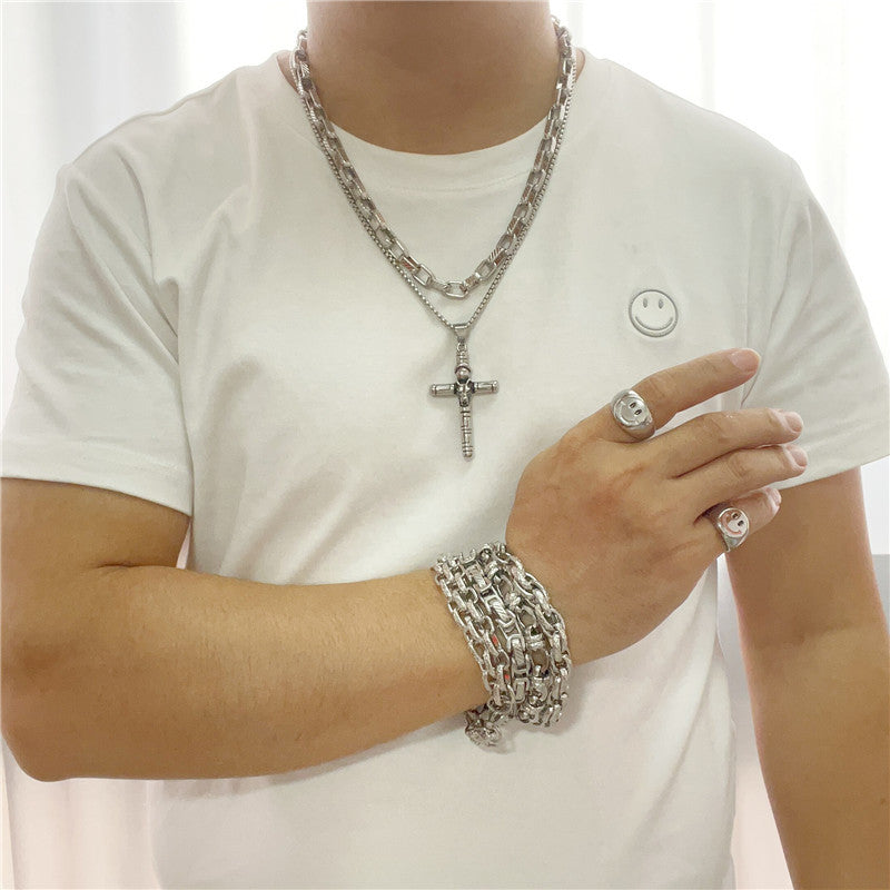 Personalized Retro Titanium Steel Cross Pendant Necklace for Men - Trendy Everyday Accessory