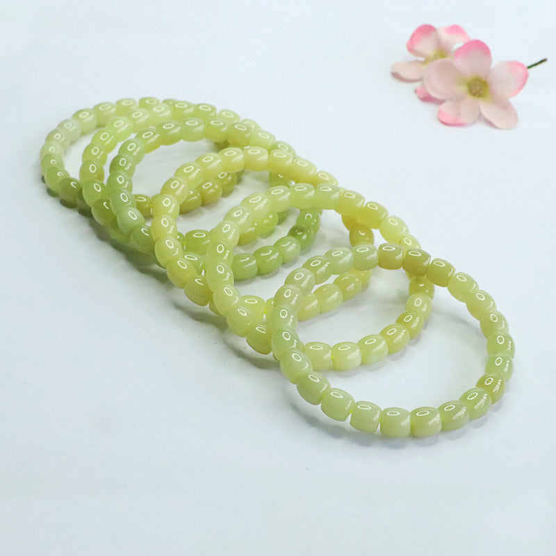 Yellow-Green Hetian Jade Straight-Cut Bracelet