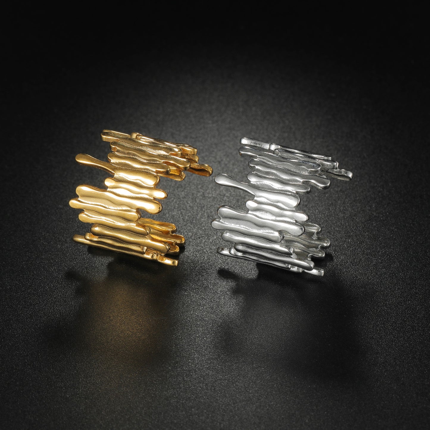 Planderful Everyday Genie Geometric Titanium Steel Ring Gold Plated Fade Resistant Adjustable Unisex Accessory