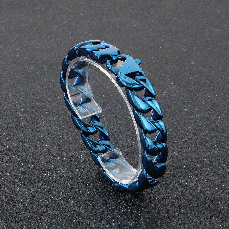 Retro Cuban Chain Titanium Steel Men Bracelet 15mm Classic