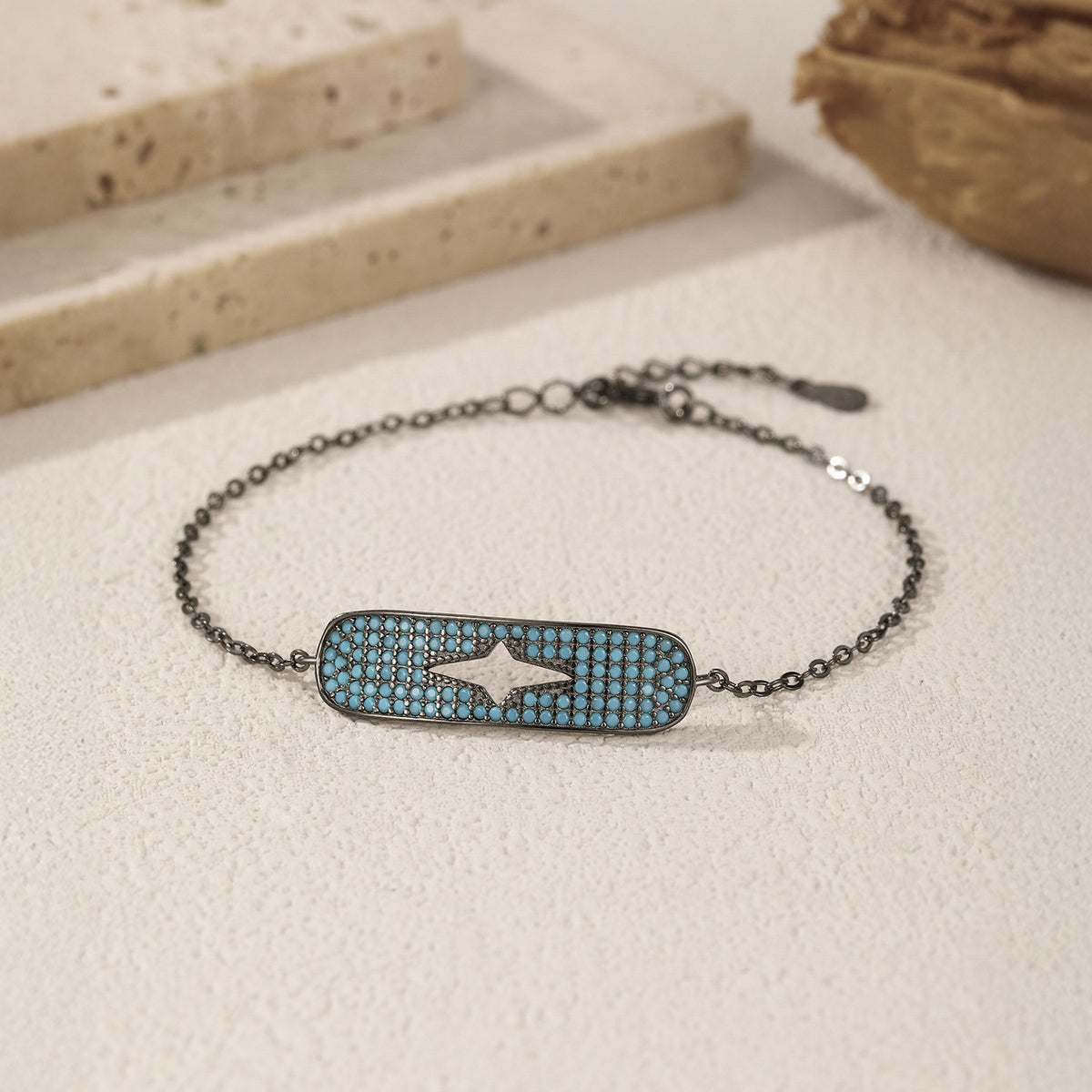 925 Sterling Silver Black Star Punk Bracelet