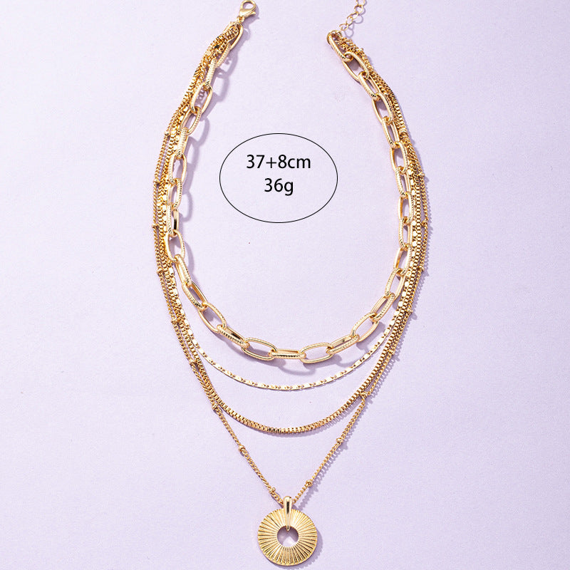 European Charm Layered Necklace with Cross Pendant - Vienna Verve Collection