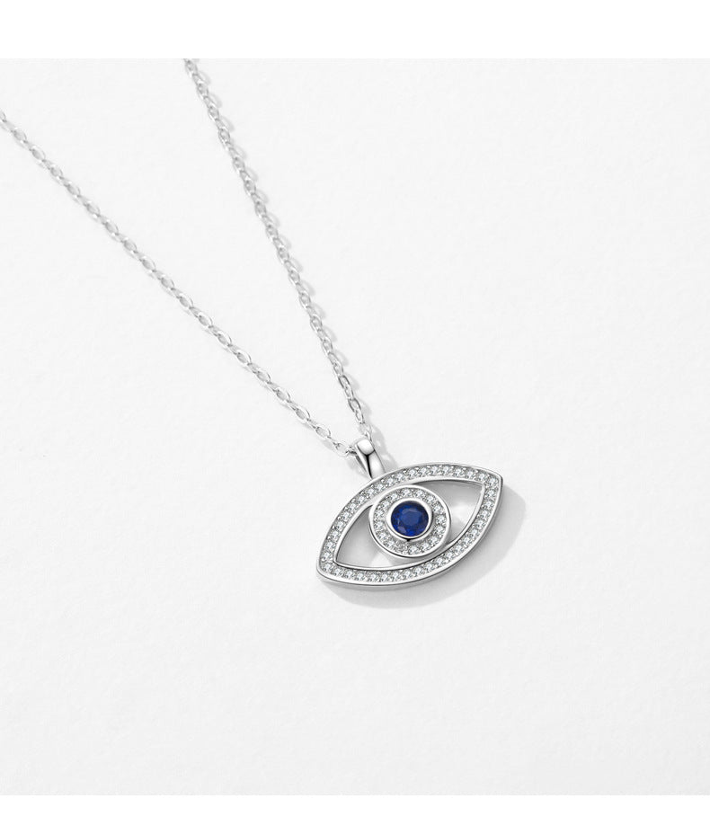 Stylish Hollow Devil's Eye Sterling Silver Necklace for Women - Unique Design, Perfect Gift