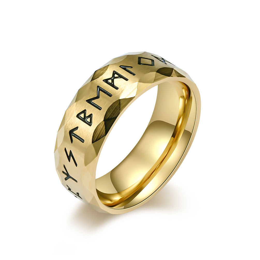 Cross-Border E-Commerce Nordic Viking Text Luhn Titanium Steel Ring