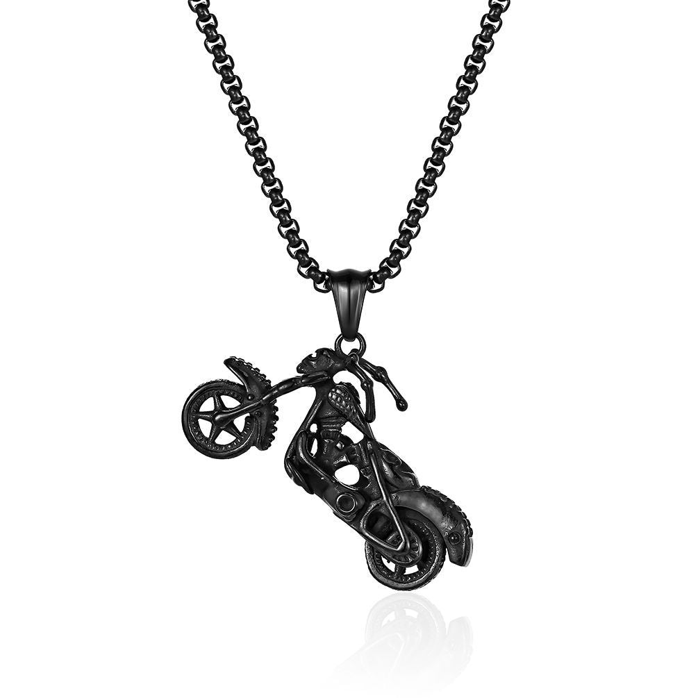 Planderful Skull Motorcycle Pendant Necklace For Men Durable Steel Hip Hop Style Now
