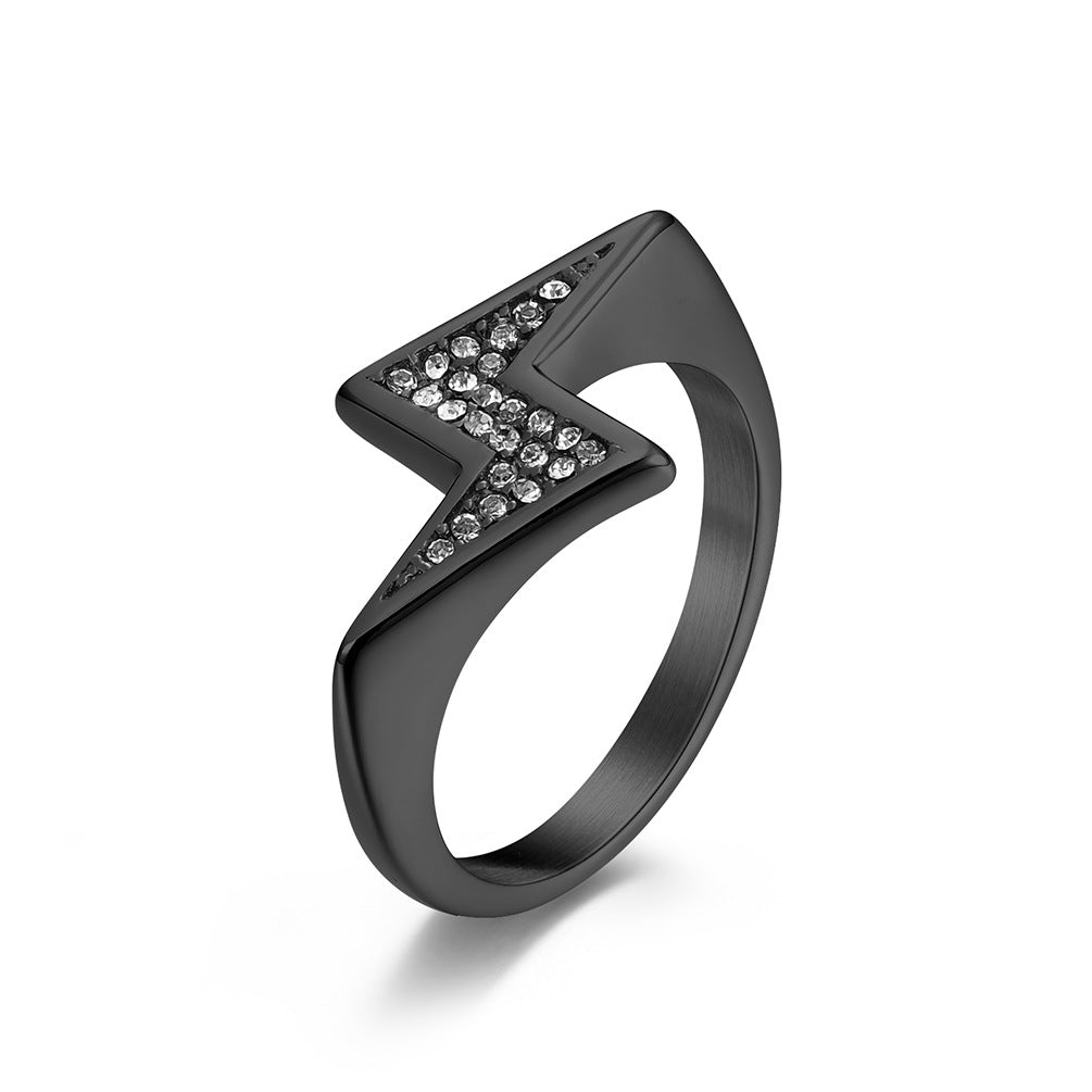 Ins Japan and South Korea Zircon-Encrusted Titanium Ring