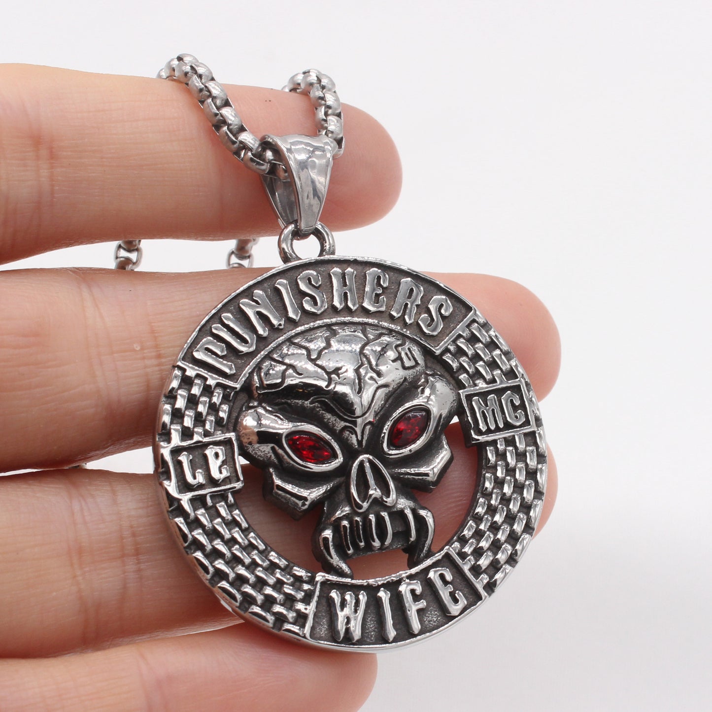 Planderful Jewelry Vintage Skull Pendant For Men Zircon Red Eye Titanium Steel Accessory