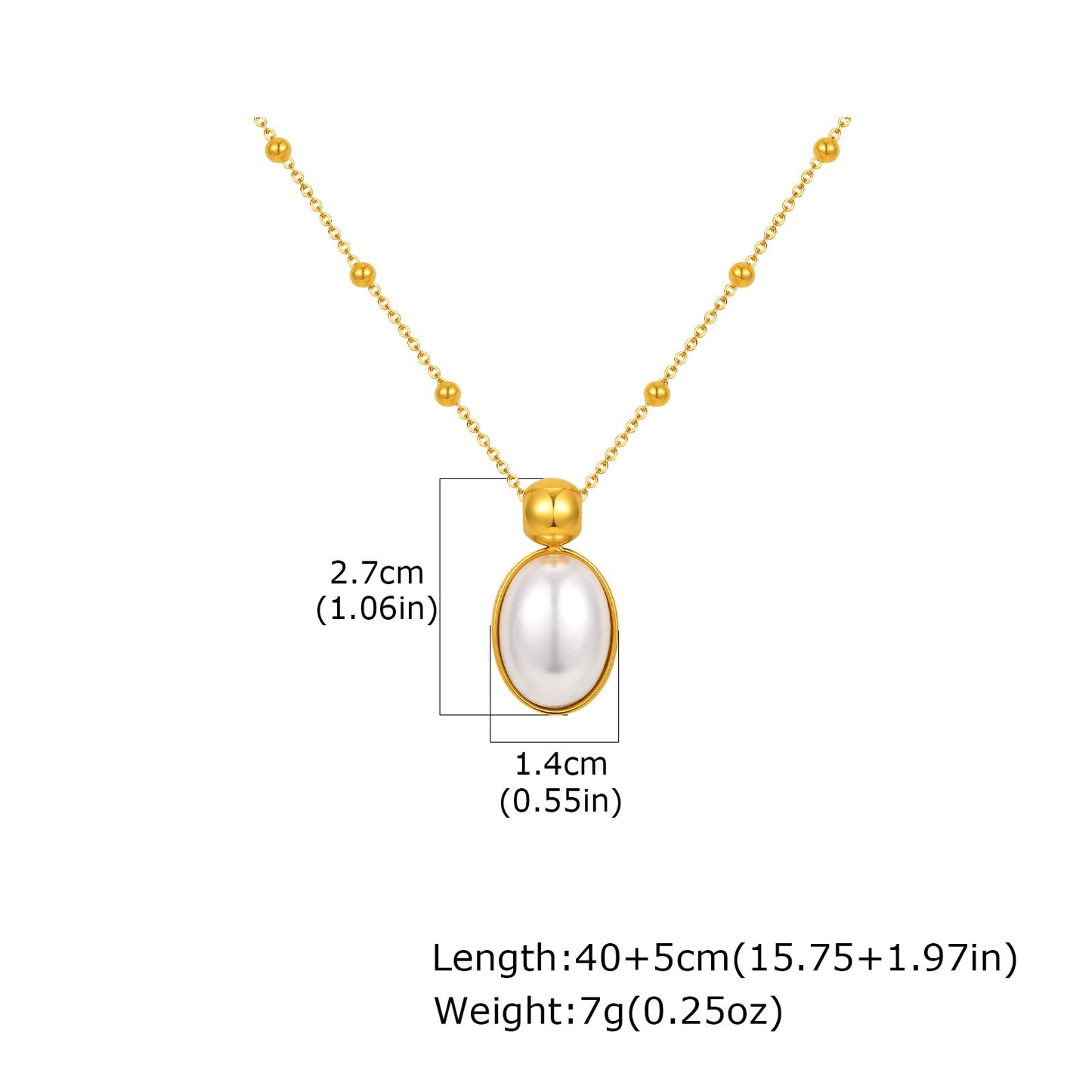 Stainless Steel Flat Cross Chain Pearl Spacer Copper Material Heart Flower Double Necklace