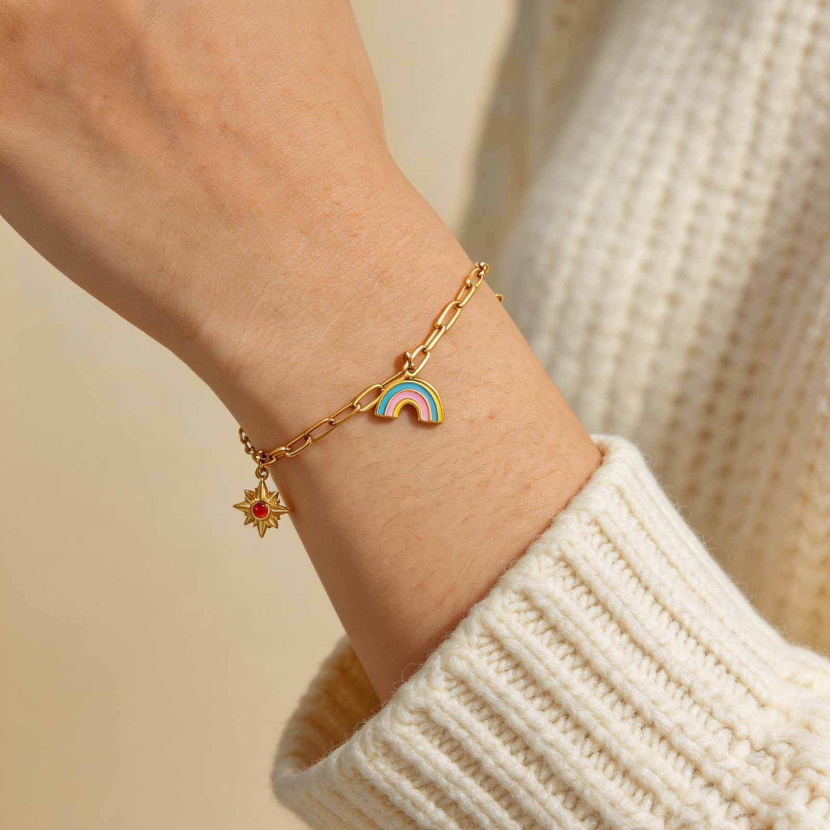 Stainless Steel Sun Rainbow Butterfly Bracelet