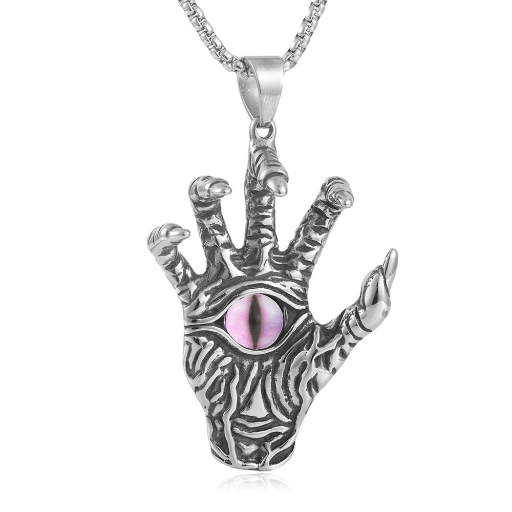 European And American Stainless Steel Ghost Hand Eye Pendant