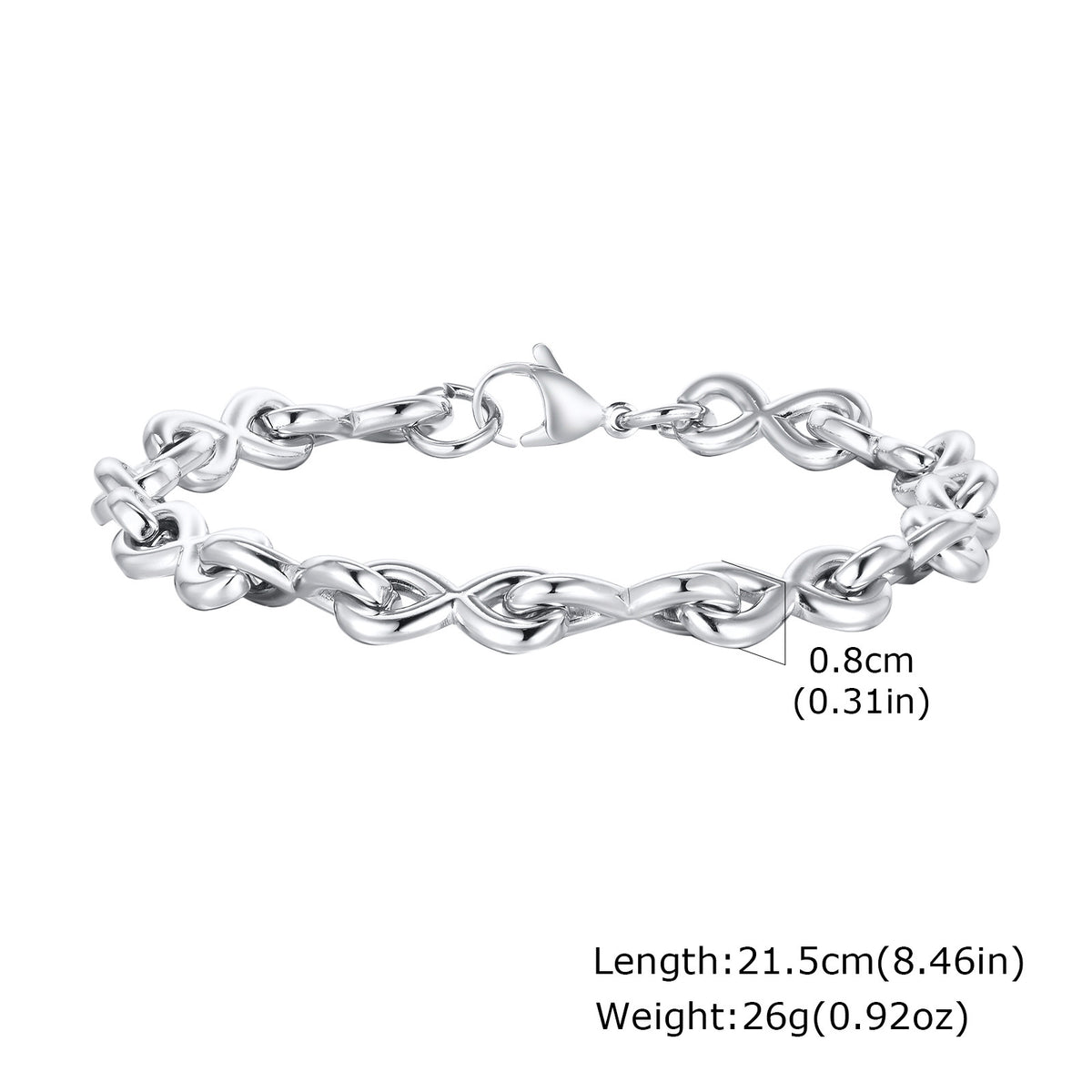 Stainless Steel Thick Bracelet Hip Hop Men's 8 Characters Infinity Steel