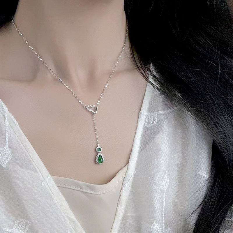 National Style Auspicious Fulu Chalcedony Gourd Necklace