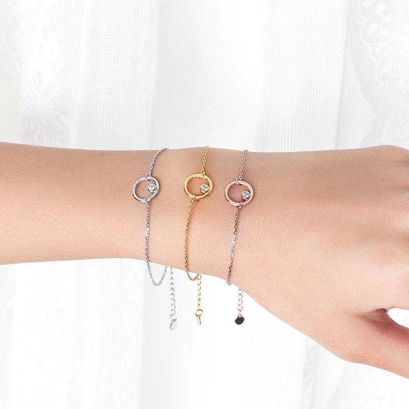 Small Zircon Circle Silver Bracelet