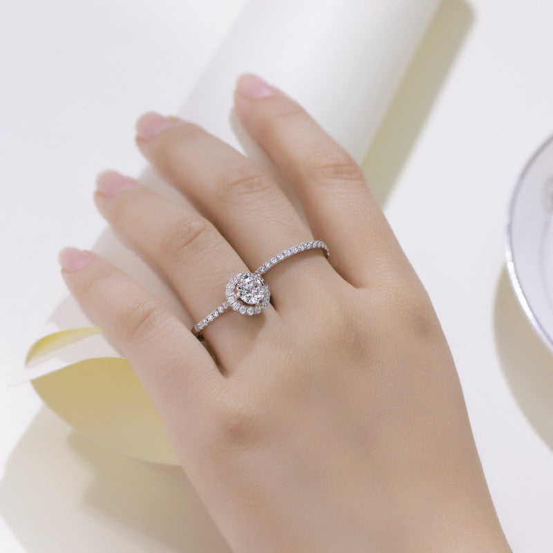 Planderful Moissanite Ring – Cross-Border Popular Egg-Shaped Silver Jewelry