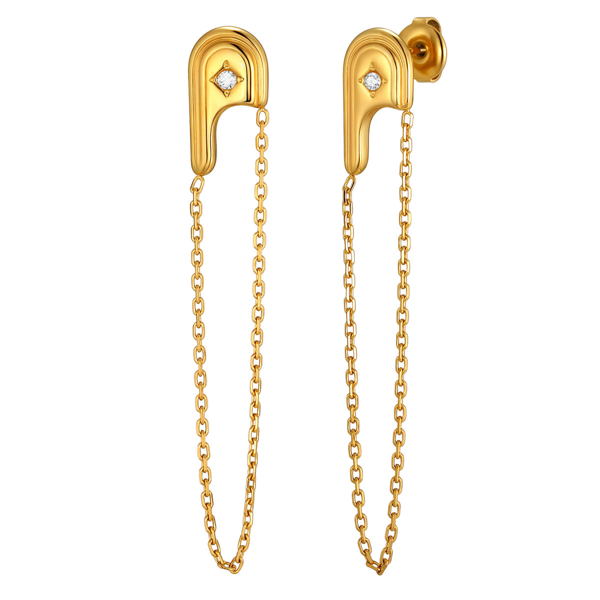 Gold-Tone Crystal Chain Drop Earrings