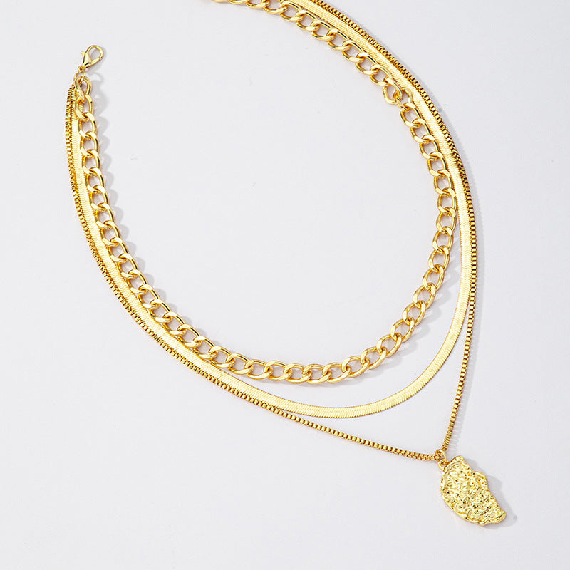 Fashionable 3-Layer Metal Necklace - Vienna Verve Collection