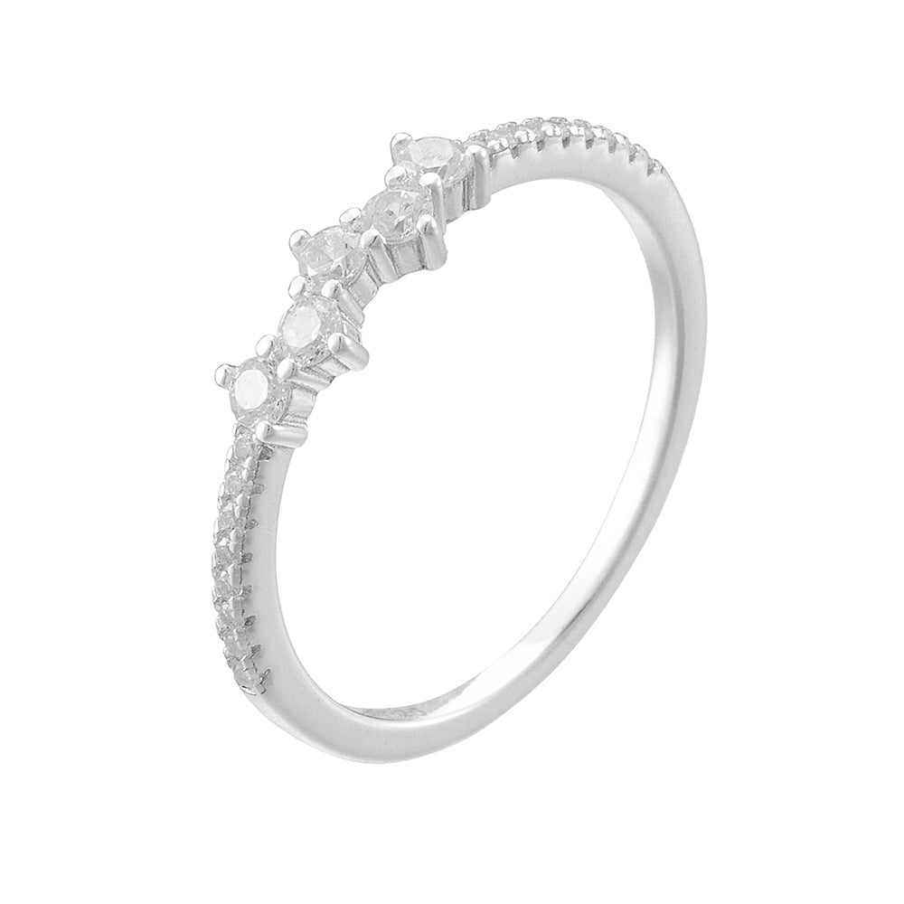 Micro-Inlaid Zircon Sterling Silver Ring Wind Inlaid Zircon Exquisite Small Ring
