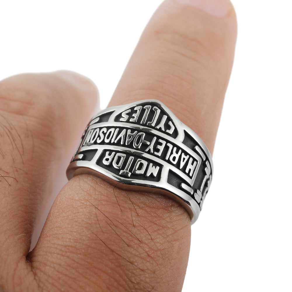 Titanium Steel Eagle Motorcycle Ring for Men - Punk Retro Style, Size 7-13