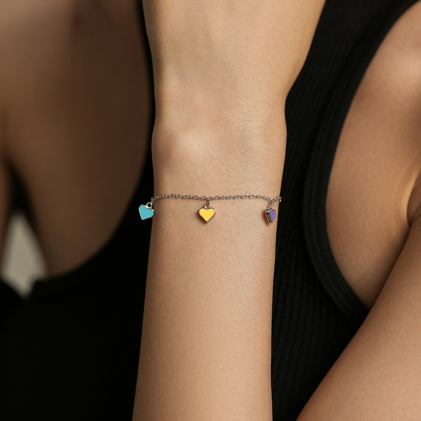 Sterling Silver Colorful Dopamine Love Bracelet with Unique Handcrafted Design