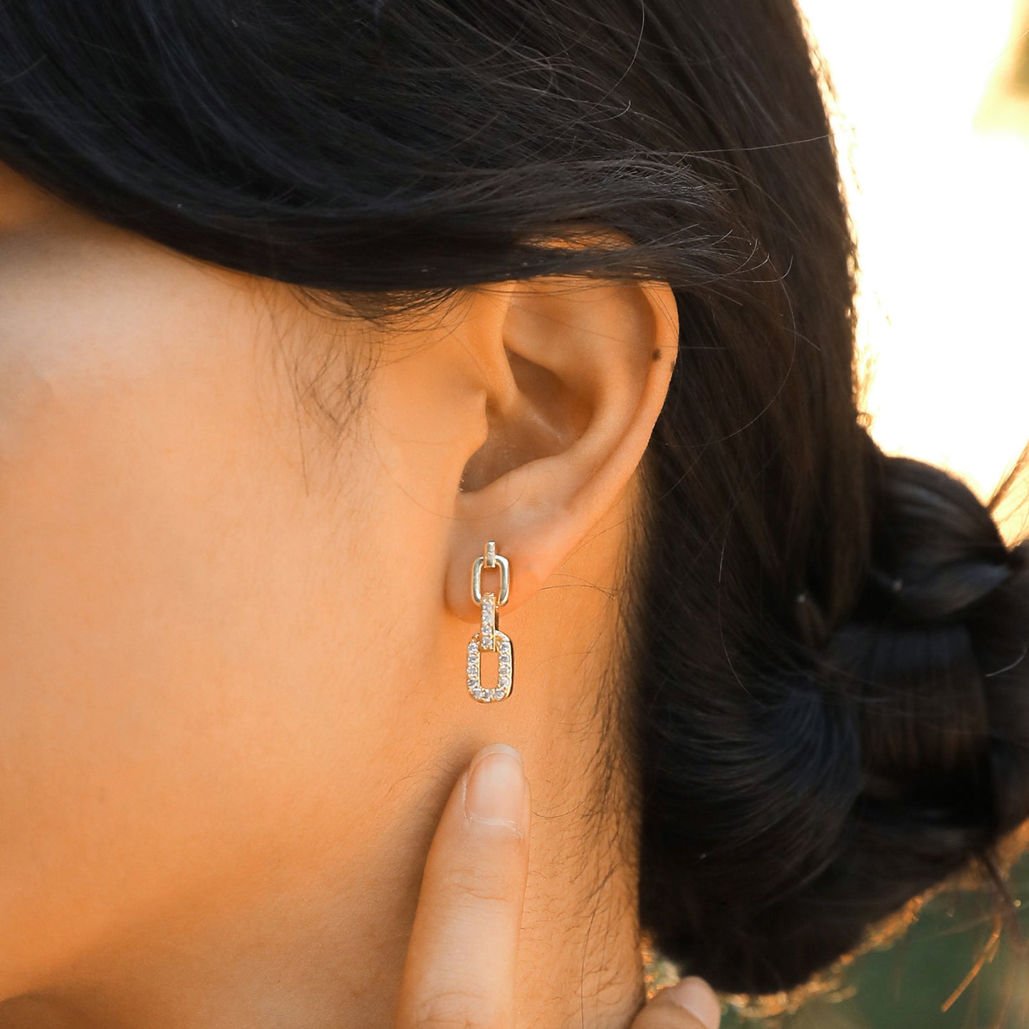 Earrings Zircon Chain Gold Fashion Personality Jewelry Accessories