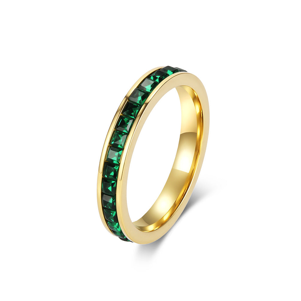 Stainless Steel Emerald Ring