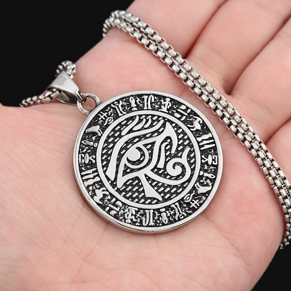 European And American Men's Fashion Rune Necklace Pendant