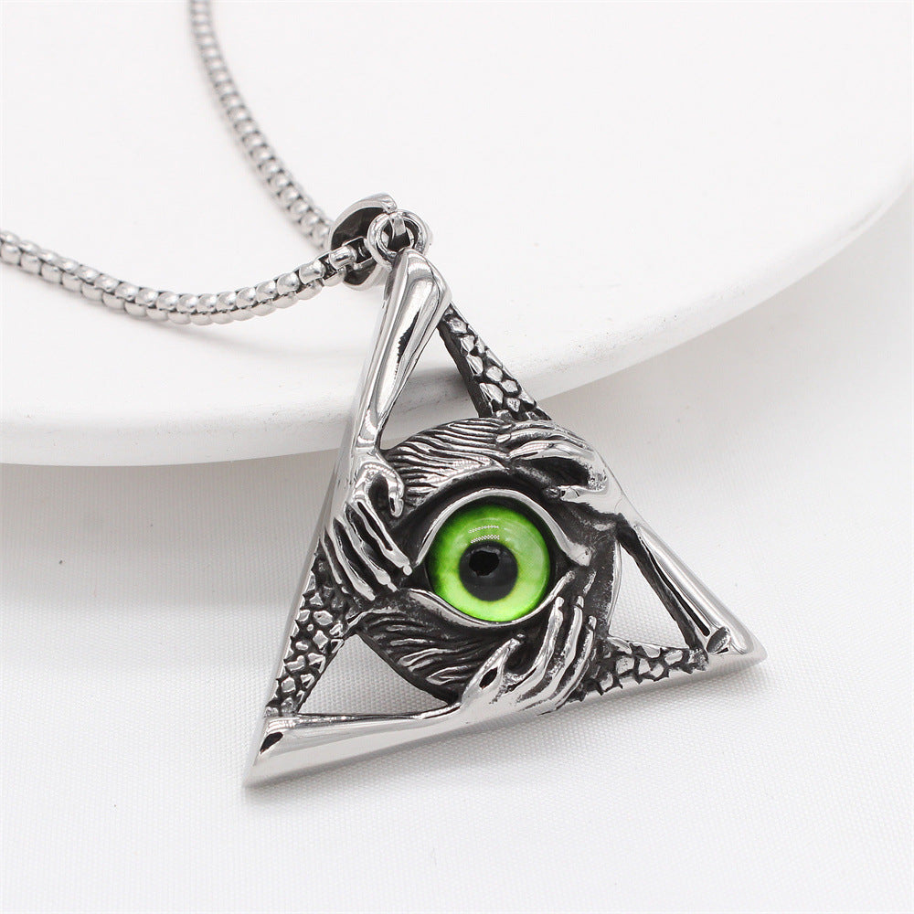 All Seeing Eye Freemason Pyramid Pendant Titanium Steel Durable Unisex Necklace By Planderful For Men And Style Seekers