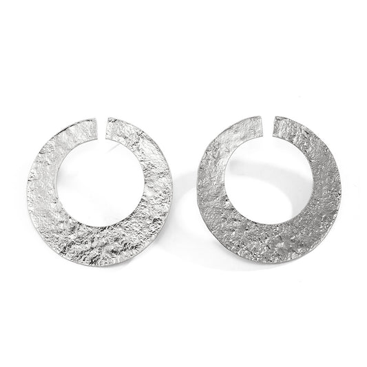 French Metal Hoop Earrings with Sterling Silver Needles and Alloy Material.