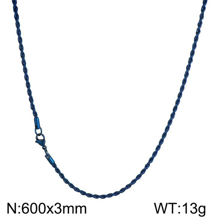Sweater Chain Hip Hop Vacuum Plated 3mm Twist Chain Regular Chain Stainless Steel Necklace