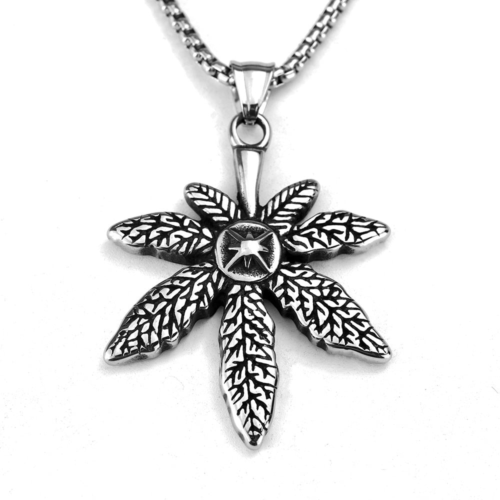 European And American Retro Men's Jewelry Maple Leaf Pendant Necklace