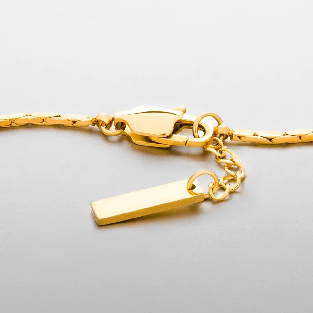 Planderful Jewelry Unisex Gold Bamboo Steel Bracelet Wire Chain For Men Women Everyday Genie Collection