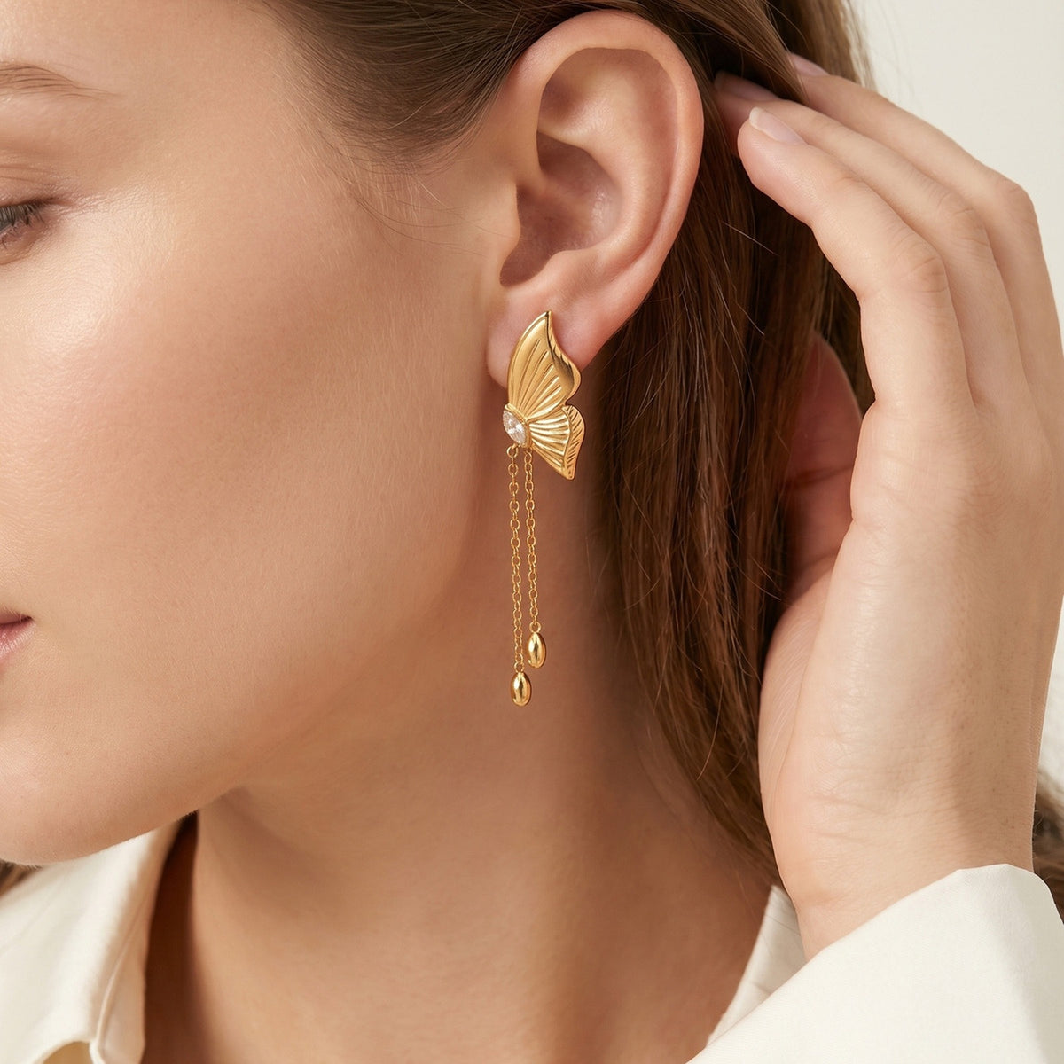 Stainless Steel Zircon Earrings