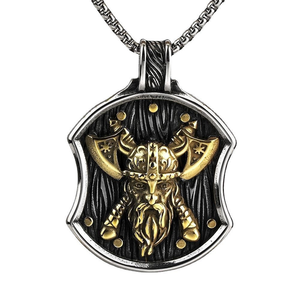 Vintage Men's Stainless Steel Personalized Viking Odin Necklace