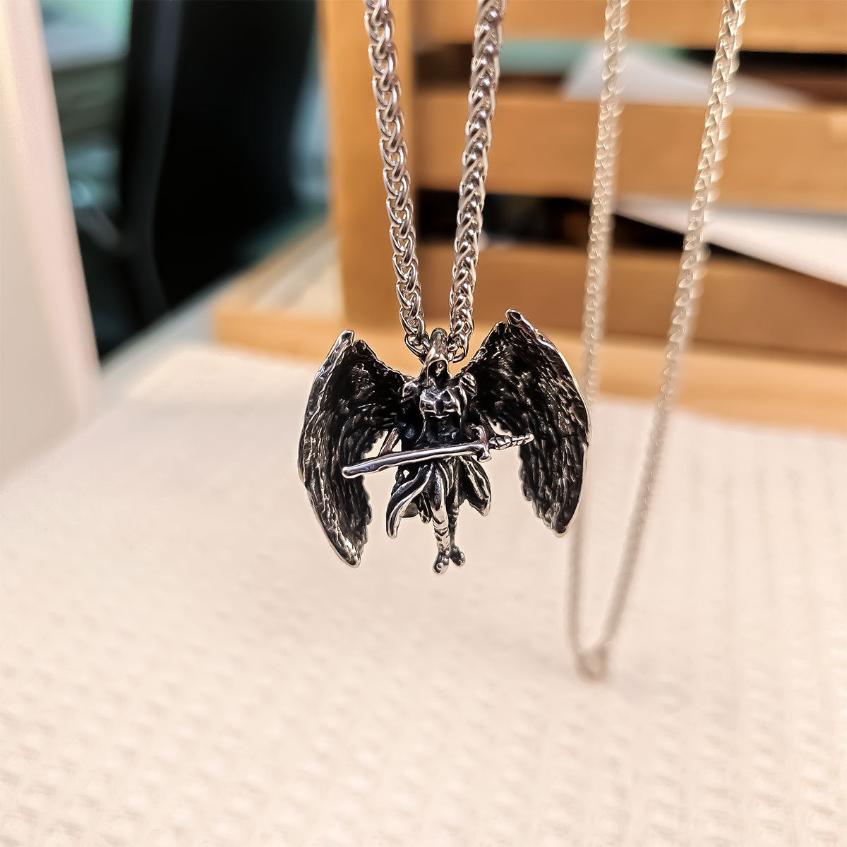 Halloween Necklace – Trial Angel Men's Stainless Steel Pendant Pendant