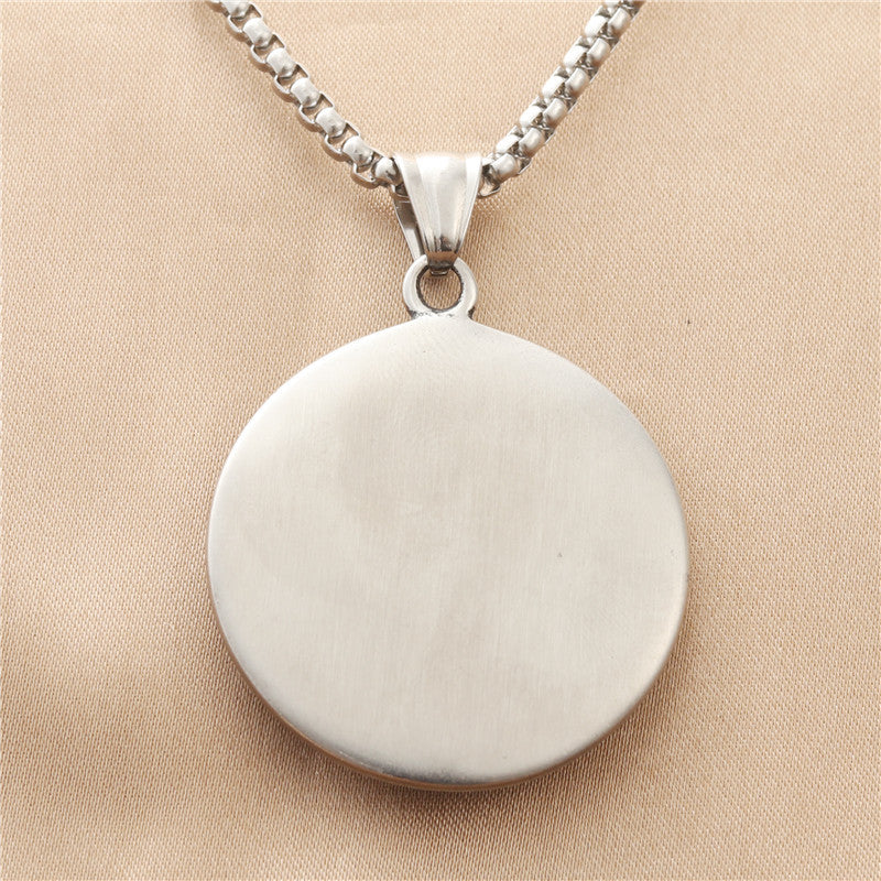 Titanium Steel Round Petal Pendant Necklace for Men - Retro Punk Design