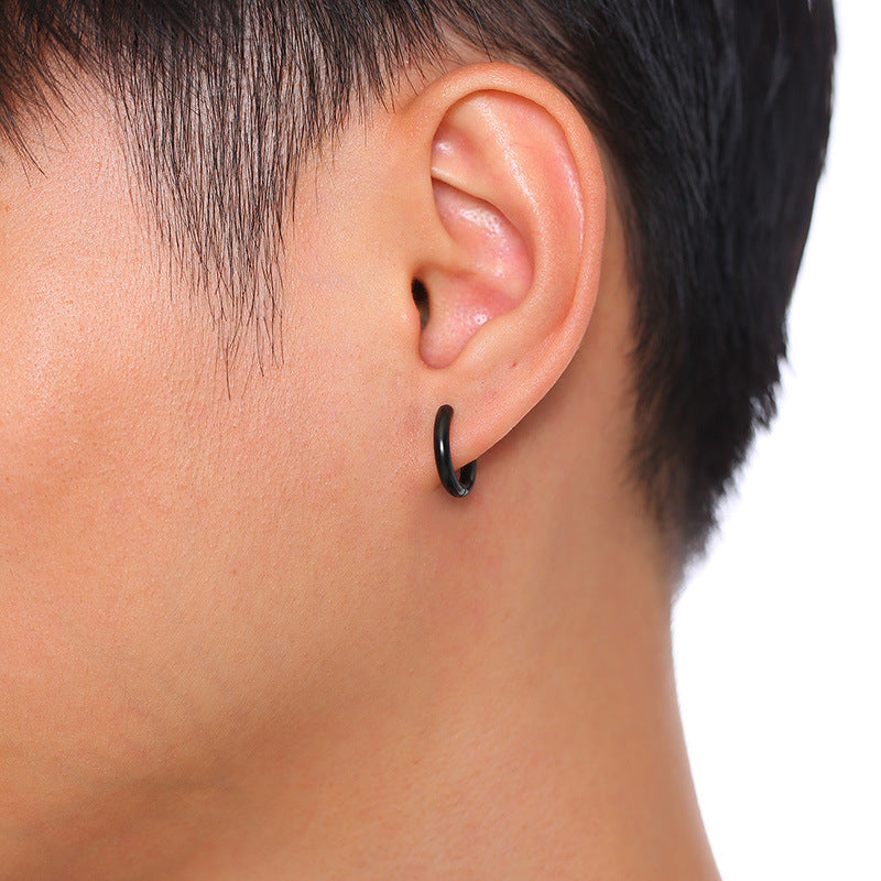 Stainless Steel Earrings Men's Jewelry 2mm Round Tube Style
